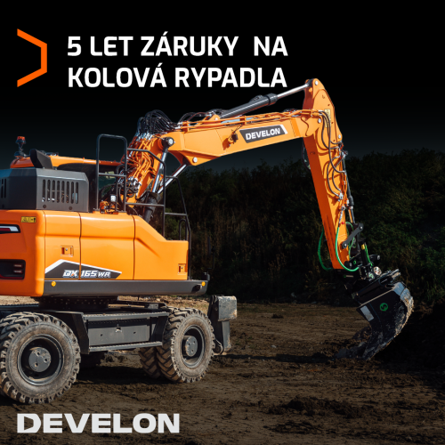 Kolová rypadla Develon 5 let záruky